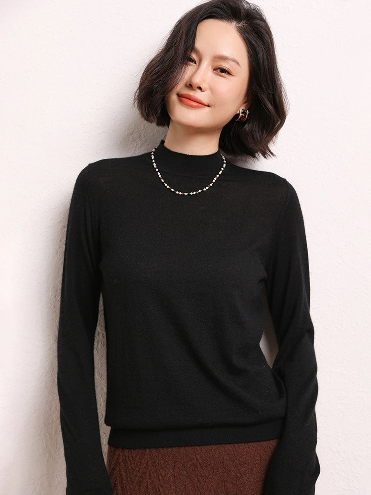 Cashmere Mock Neck Knit Top