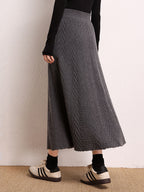 Cashmere Herringbone Midi-Skirt