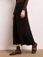Cashmere Herringbone Midi-Skirt