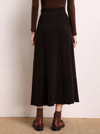 Cashmere Herringbone Midi-Skirt