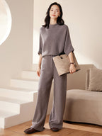 Batwing sleeves Mock Neck Cashmere Sweater