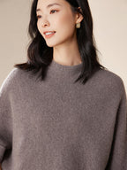 Batwing sleeves Mock Neck Cashmere Sweater