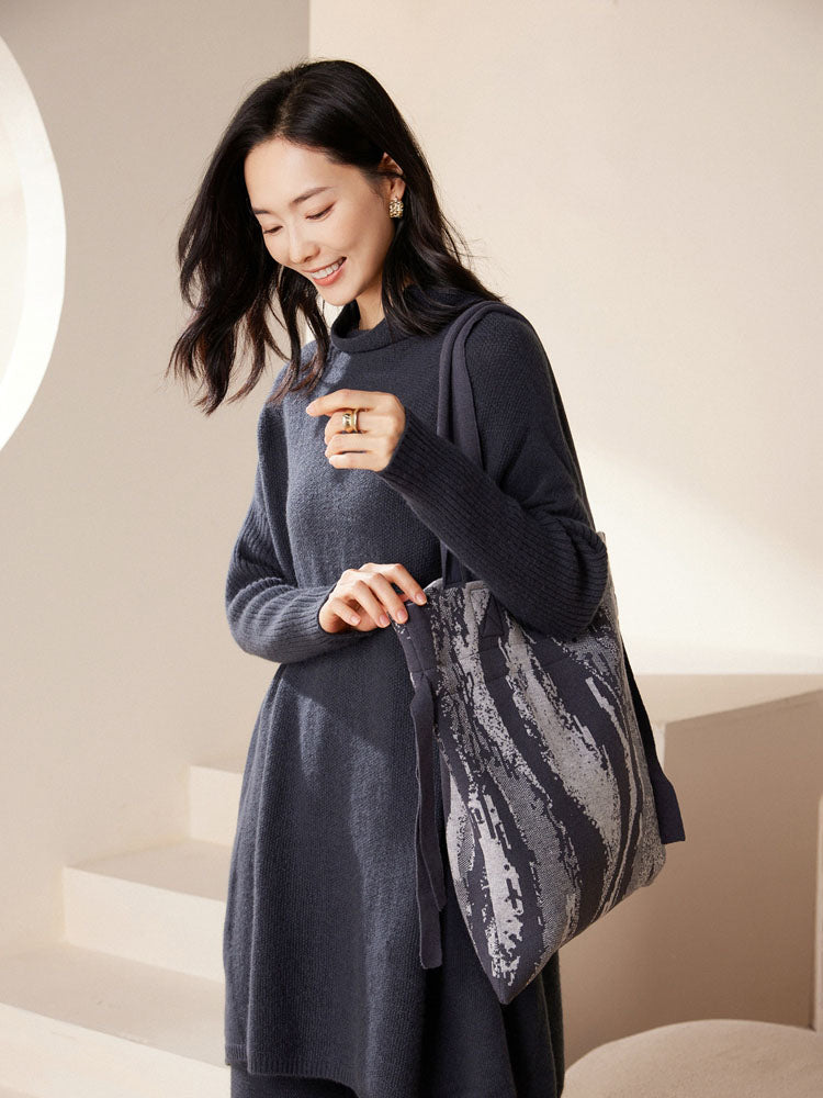 Cashmere Turtleneck Drop-shoulder Sweater Dress