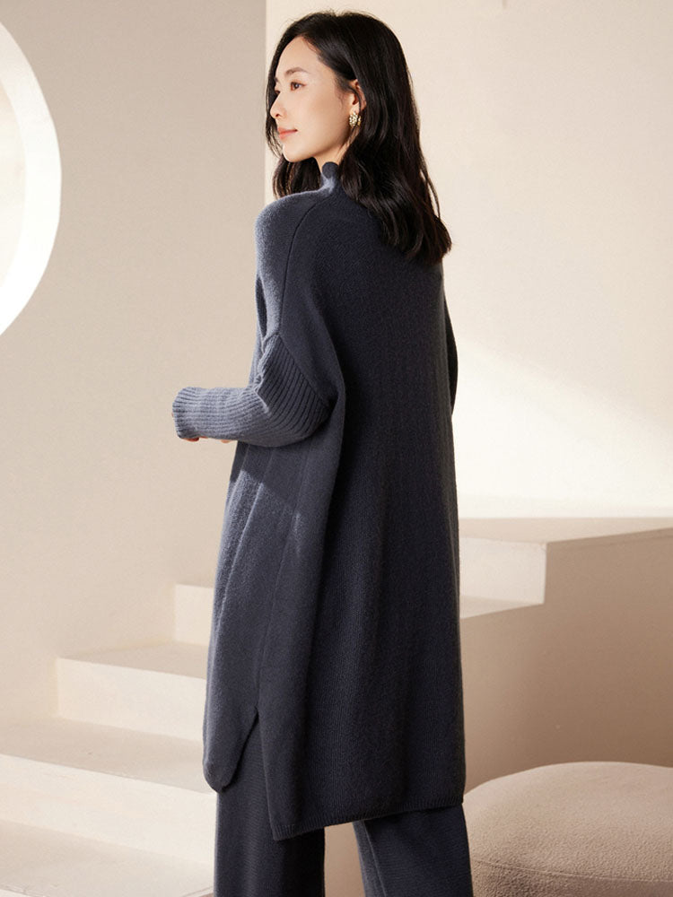 Cashmere Turtleneck Drop-shoulder Sweater Dress
