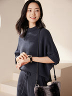 Batwing sleeves Mock Neck Cashmere Sweater
