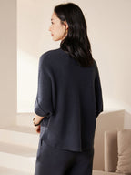 Batwing sleeves Mock Neck Cashmere Sweater
