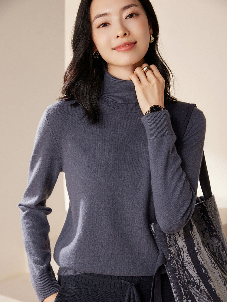 Cashmere Turtleneck Knit Top
