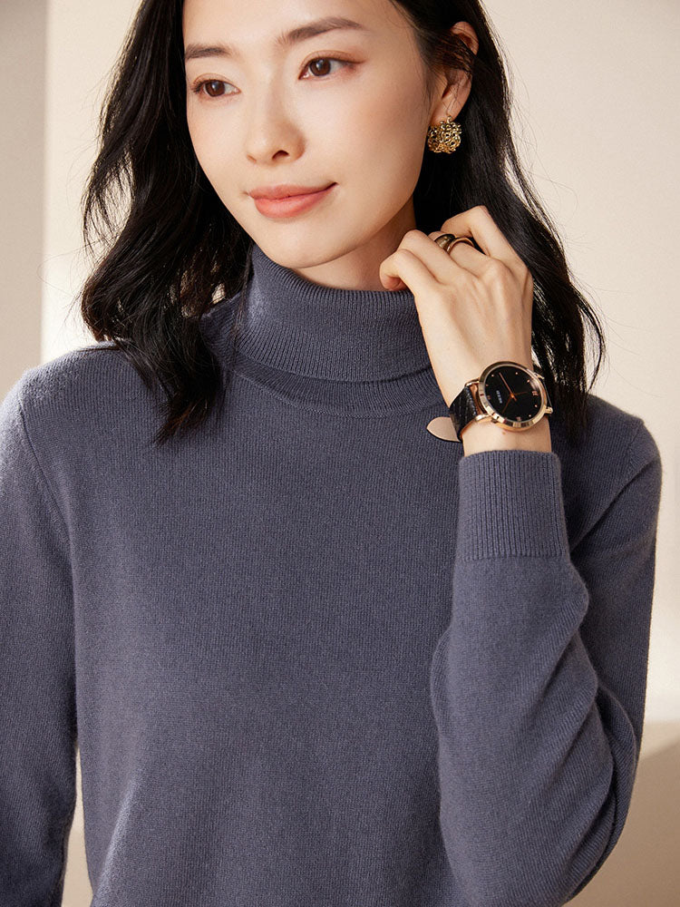 Cashmere Turtleneck Knit Top