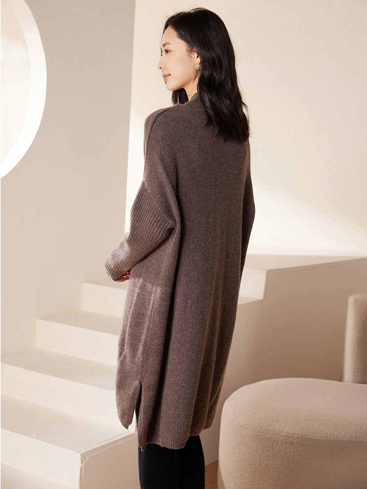 Cashmere Turtleneck Drop-shoulder Sweater Dress