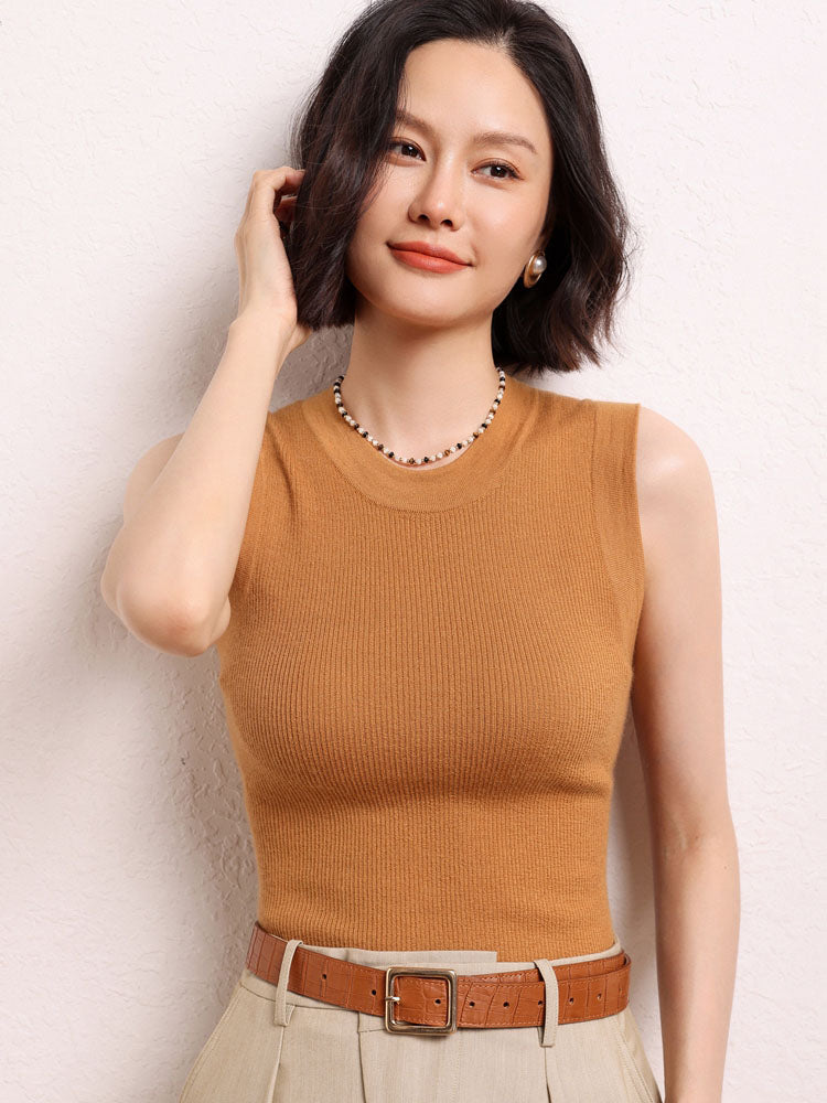 Sleeveless Ribbed Knit Top