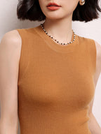 Sleeveless Ribbed Knit Top