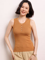 Sleeveless Cashmere Knit Tank Top