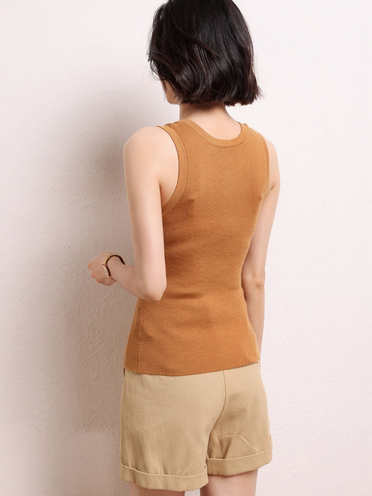 Sleeveless Cashmere Knit Tank Top