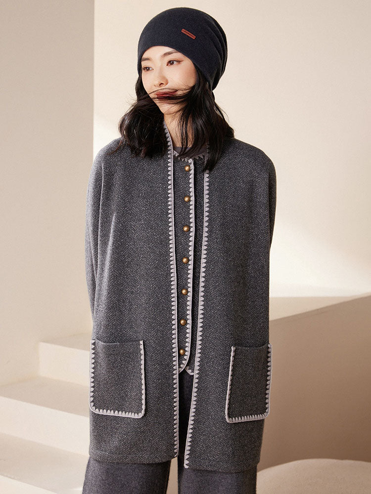 Double-layer Cashmere Drawstring Hat