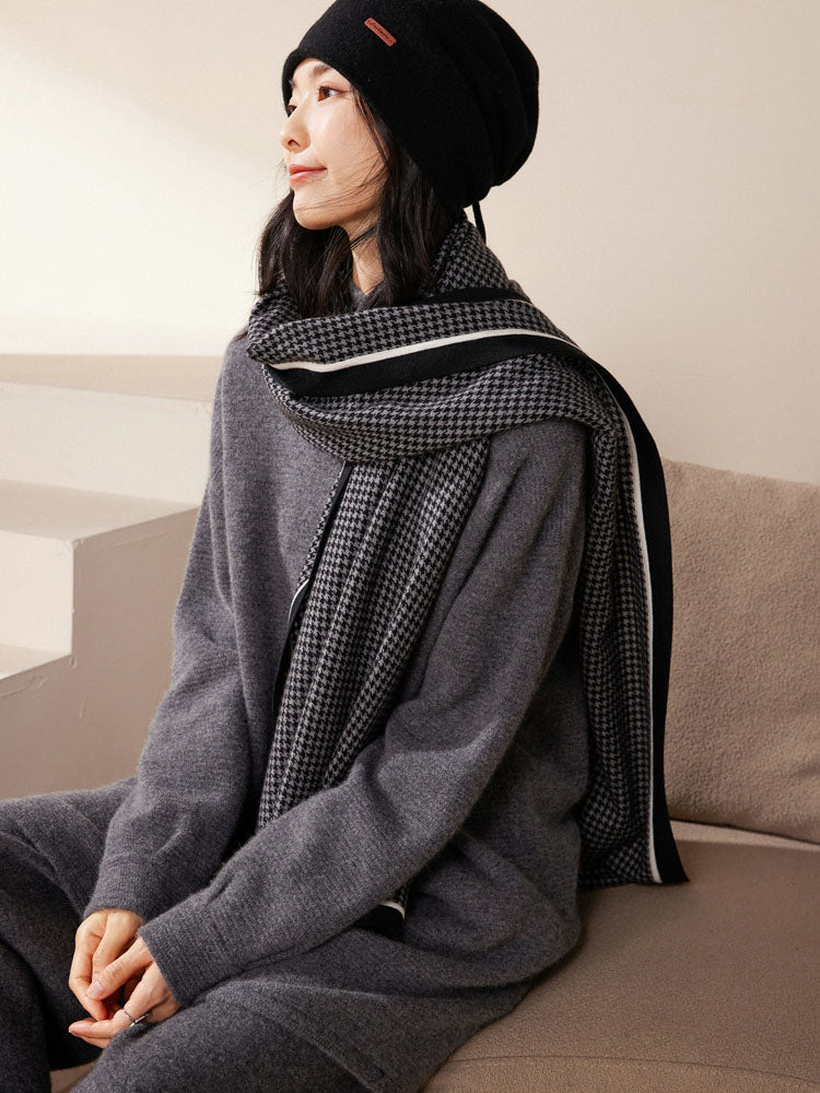 Double-layer Cashmere Drawstring Hat