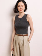 Sleeveless Cashmere Knit Tank Top