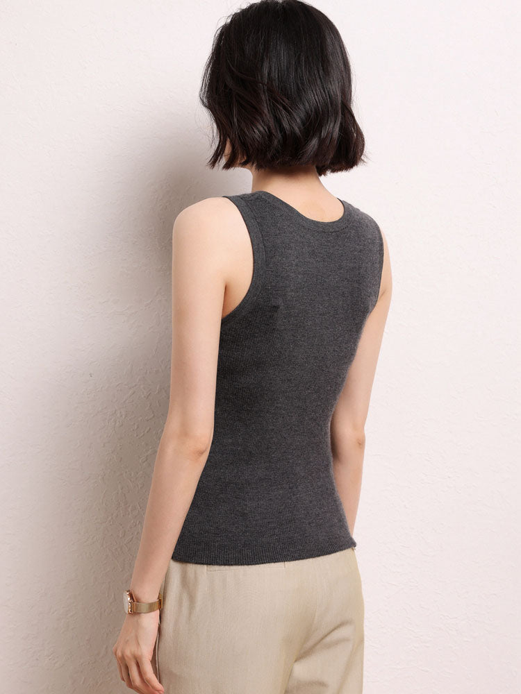 Sleeveless Cashmere Knit Tank Top