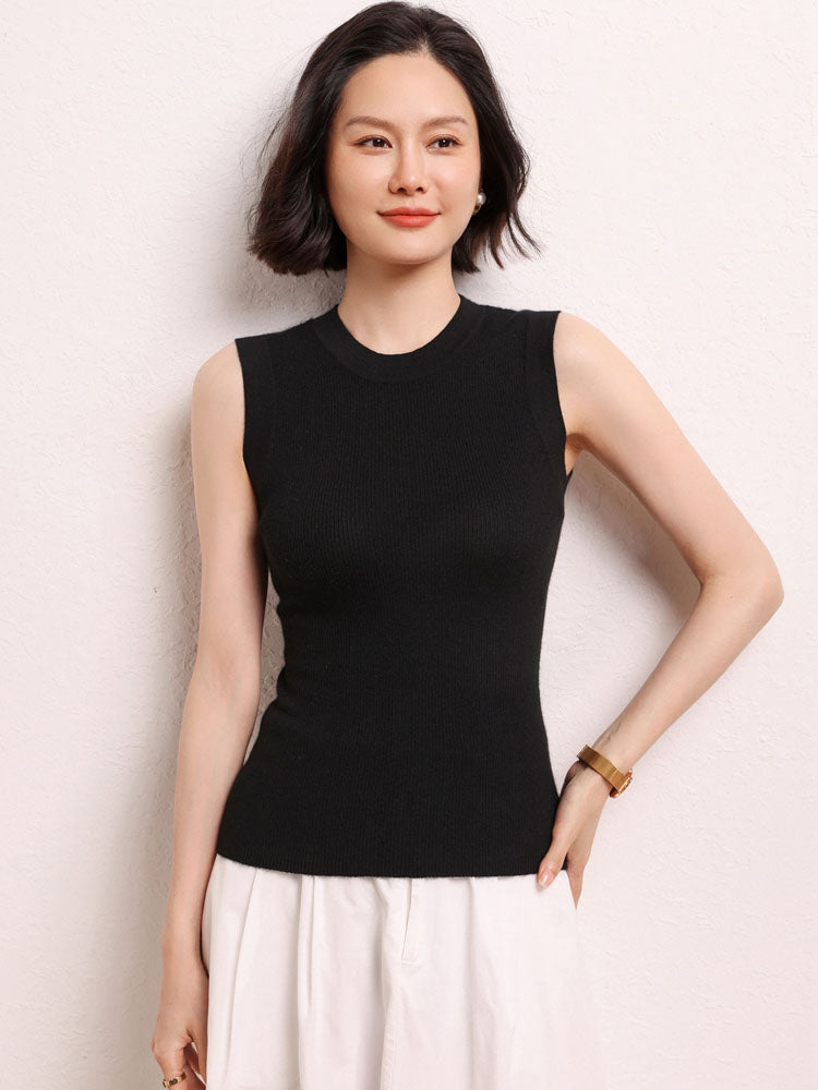 Sleeveless Ribbed Knit Top
