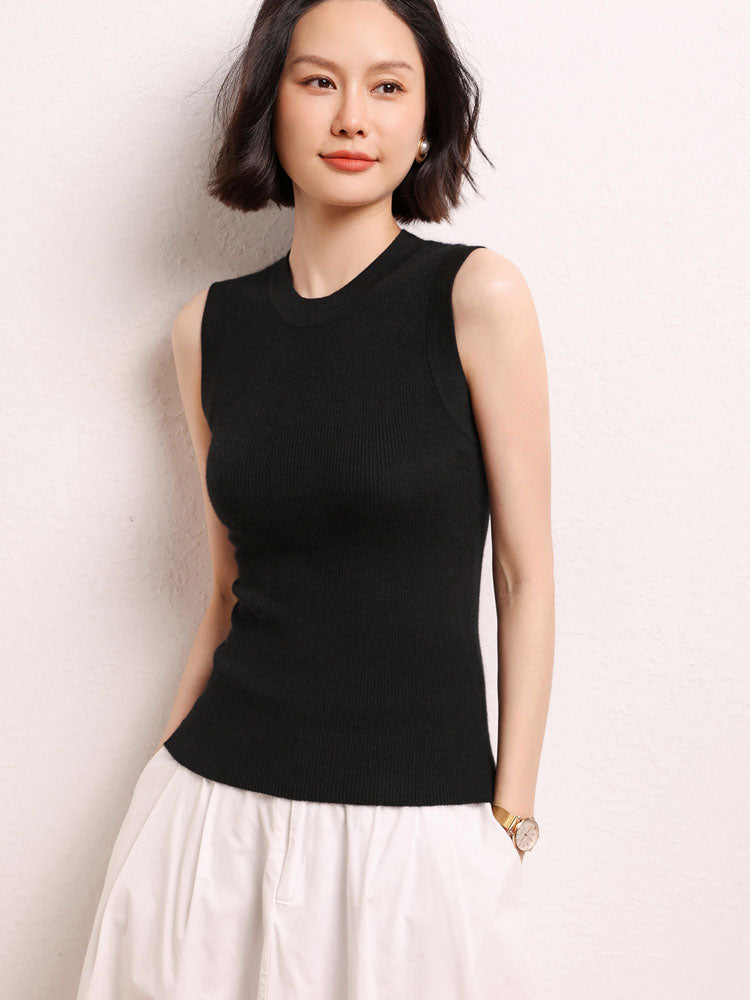 Sleeveless Ribbed Knit Top