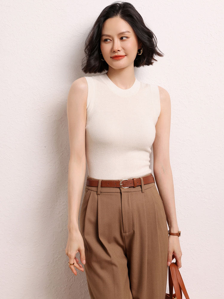 Sleeveless Ribbed Knit Top