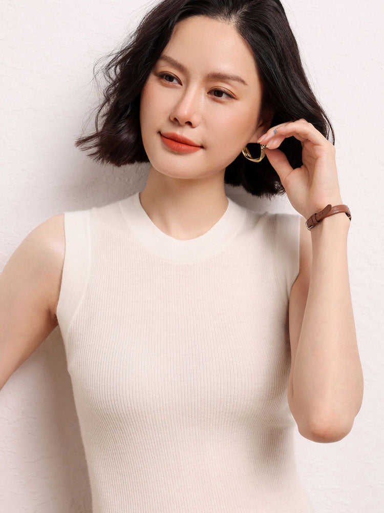 Sleeveless Ribbed Knit Top