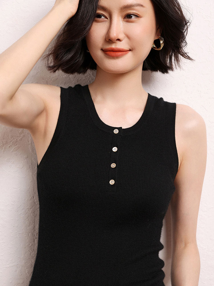 Sleeveless Cashmere Knit Tank Top