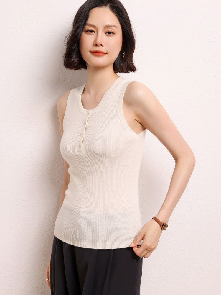 Sleeveless Cashmere Knit Tank Top