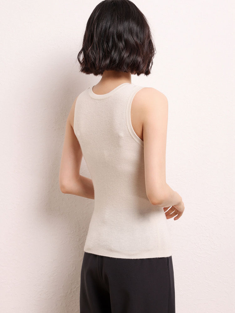 Sleeveless Cashmere Knit Tank Top