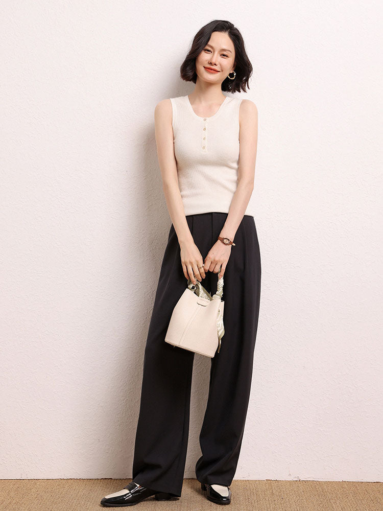Sleeveless Cashmere Knit Tank Top