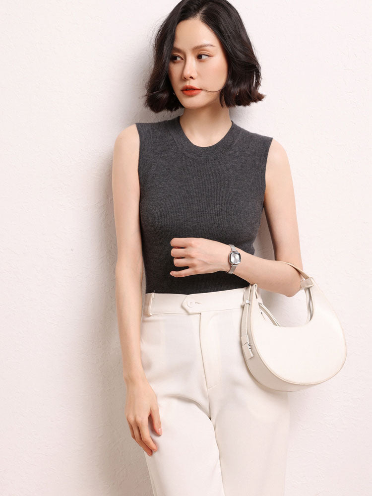 Sleeveless Ribbed Knit Top
