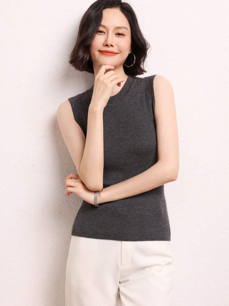 Sleeveless Ribbed Knit Top