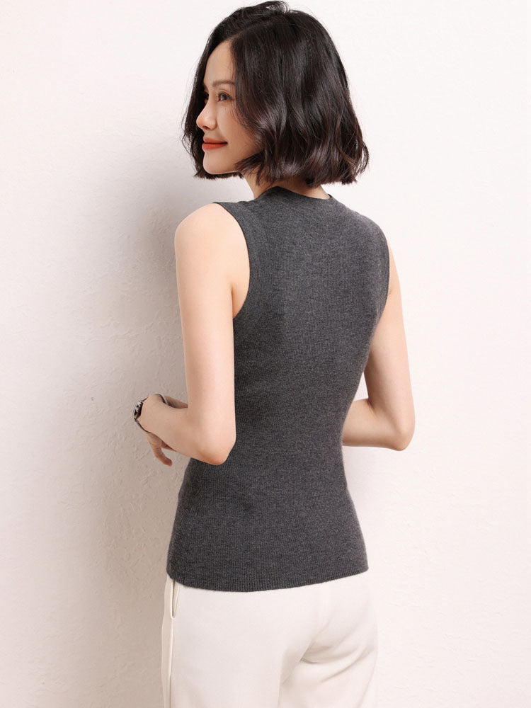Sleeveless Ribbed Knit Top