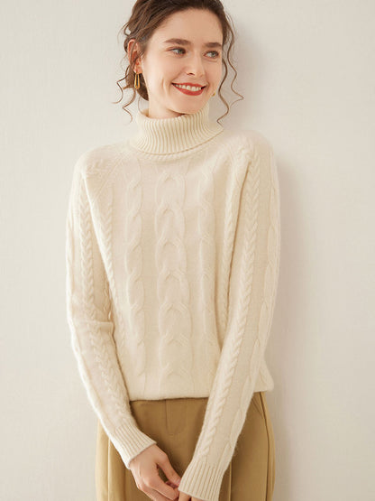 Cable-Knit Cashmere Turtleneck Sweater