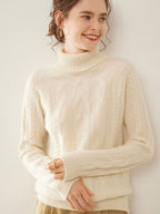 Cable-Knit Cashmere Turtleneck Sweater