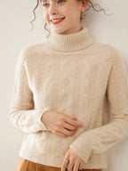 Cable-Knit Cashmere Turtleneck Sweater