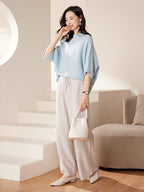 Batwing sleeves Mock Neck Cashmere Sweater