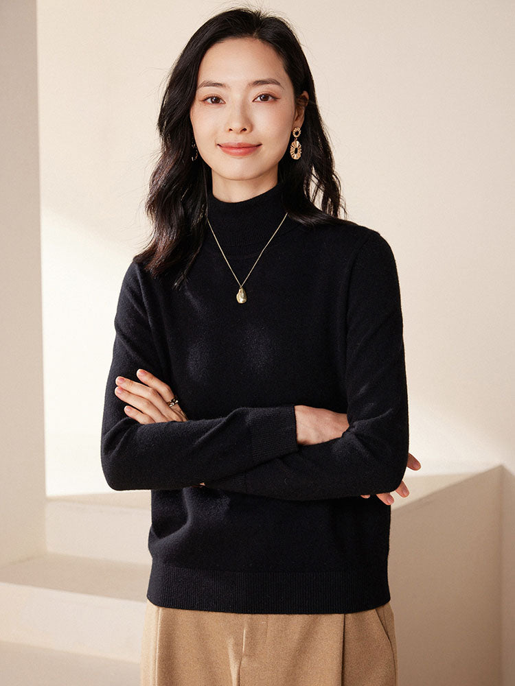Cashmere Turtleneck Knit Top