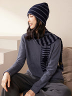 Cashmere Striped Knit Beanie