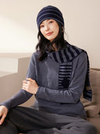 Cashmere Striped Knit Beanie