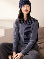 Cashmere Striped Knit Beanie
