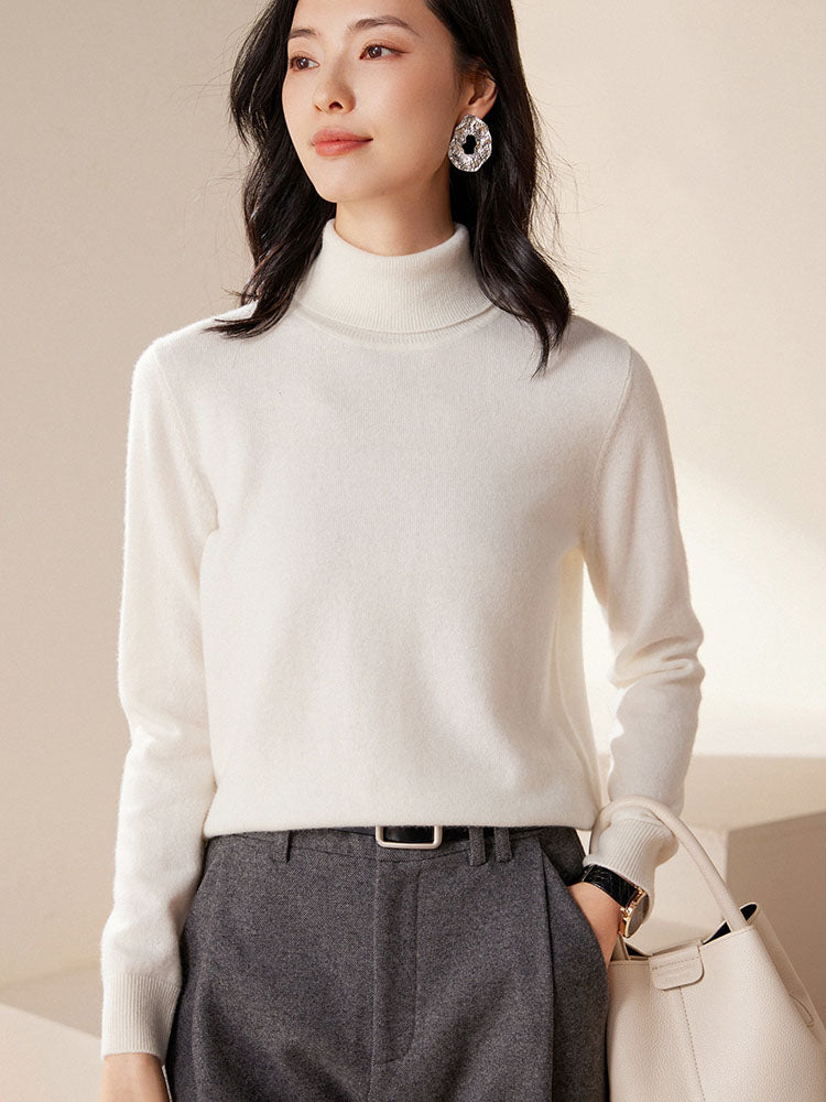 Cashmere Turtleneck Knit Top