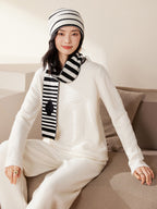Cashmere Striped Knit Beanie
