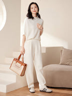 Batwing sleeves Mock Neck Cashmere Sweater