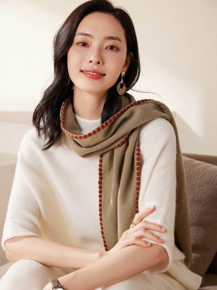 Batwing sleeves Mock Neck Cashmere Sweater