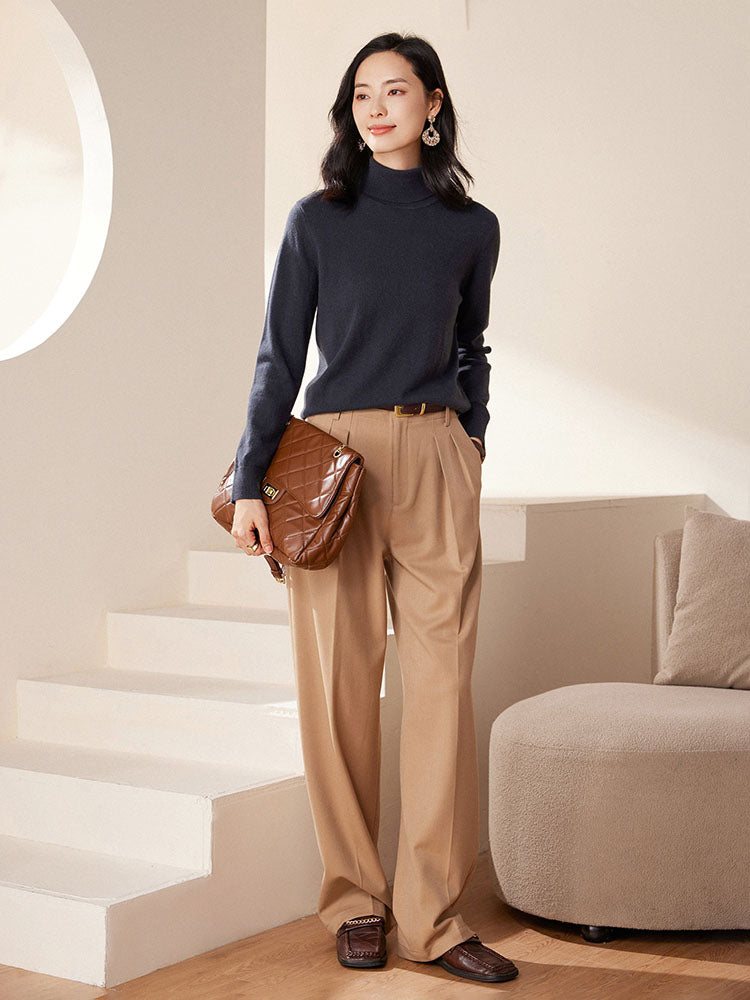 Cashmere Turtleneck Knit Top