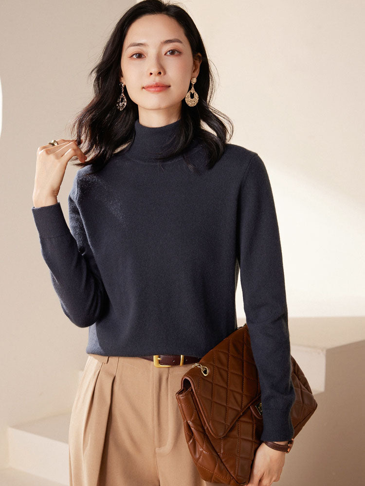 Cashmere Turtleneck Knit Top