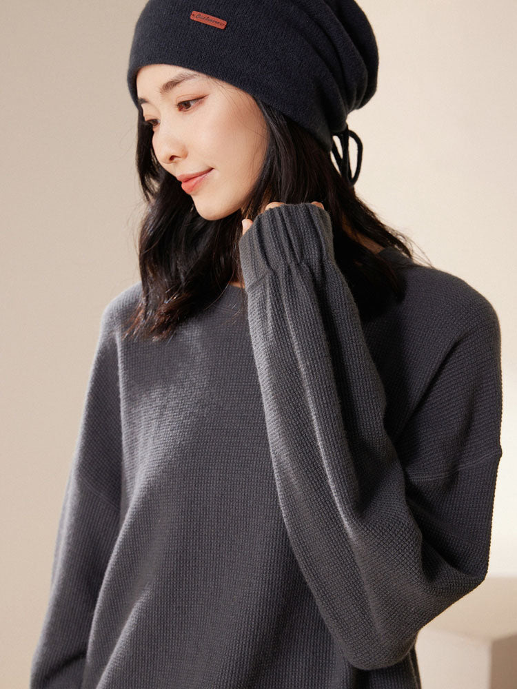 Double-layer Cashmere Drawstring Hat