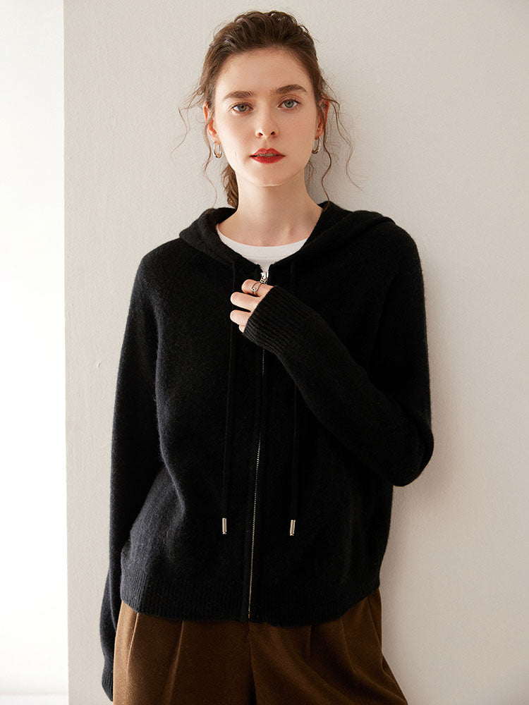 Zip-Up Wool Cashmere Hoodie
