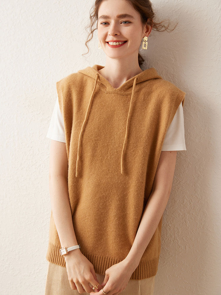 Hooded Wool-Cashmere Blend Vest
