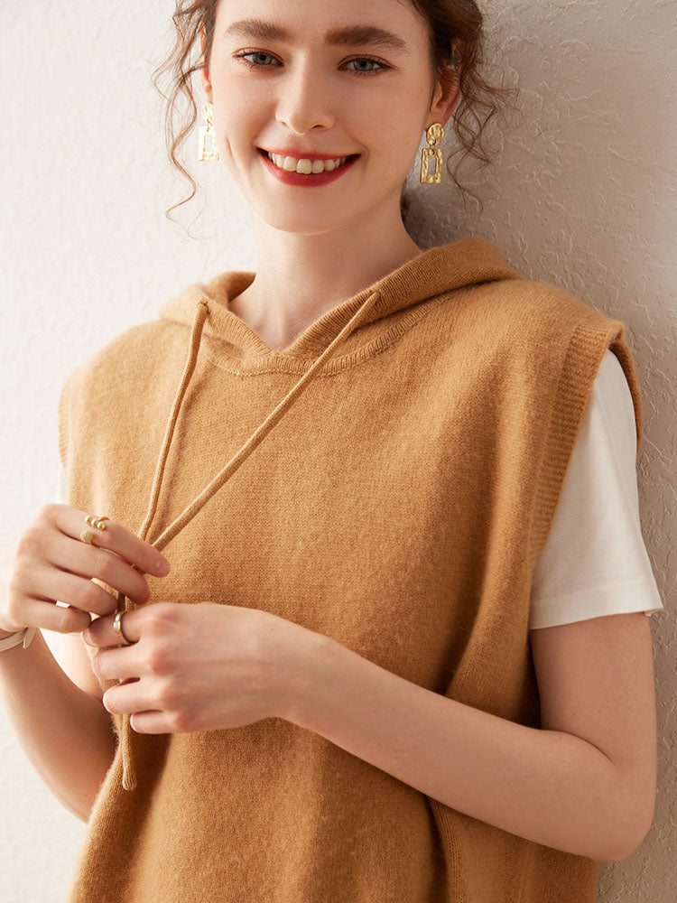 Hooded Wool-Cashmere Blend Vest
